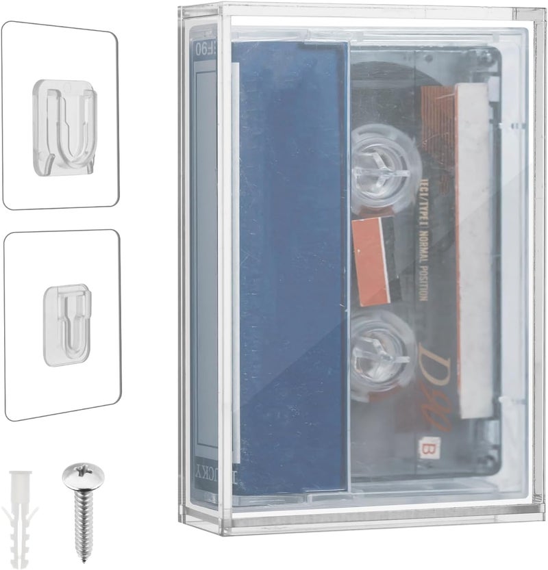 TXesign Audio Recording Cassette Tape Frame Display Case, Acrylic Cassette Tape Display Box for Wall and Tabletop Display, Standard-Size Cassette Tape Case Protector Case Wall Mount Case - Image 1